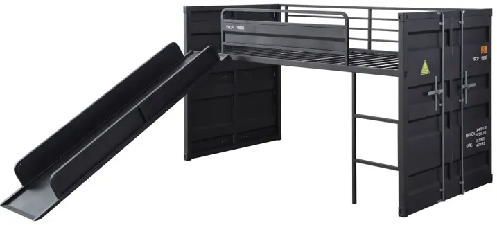 Cartwin Loft Bed with Slide, Gunmetal Finish