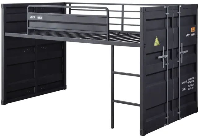 Cartwin Loft Bed with Slide, Gunmetal Finish