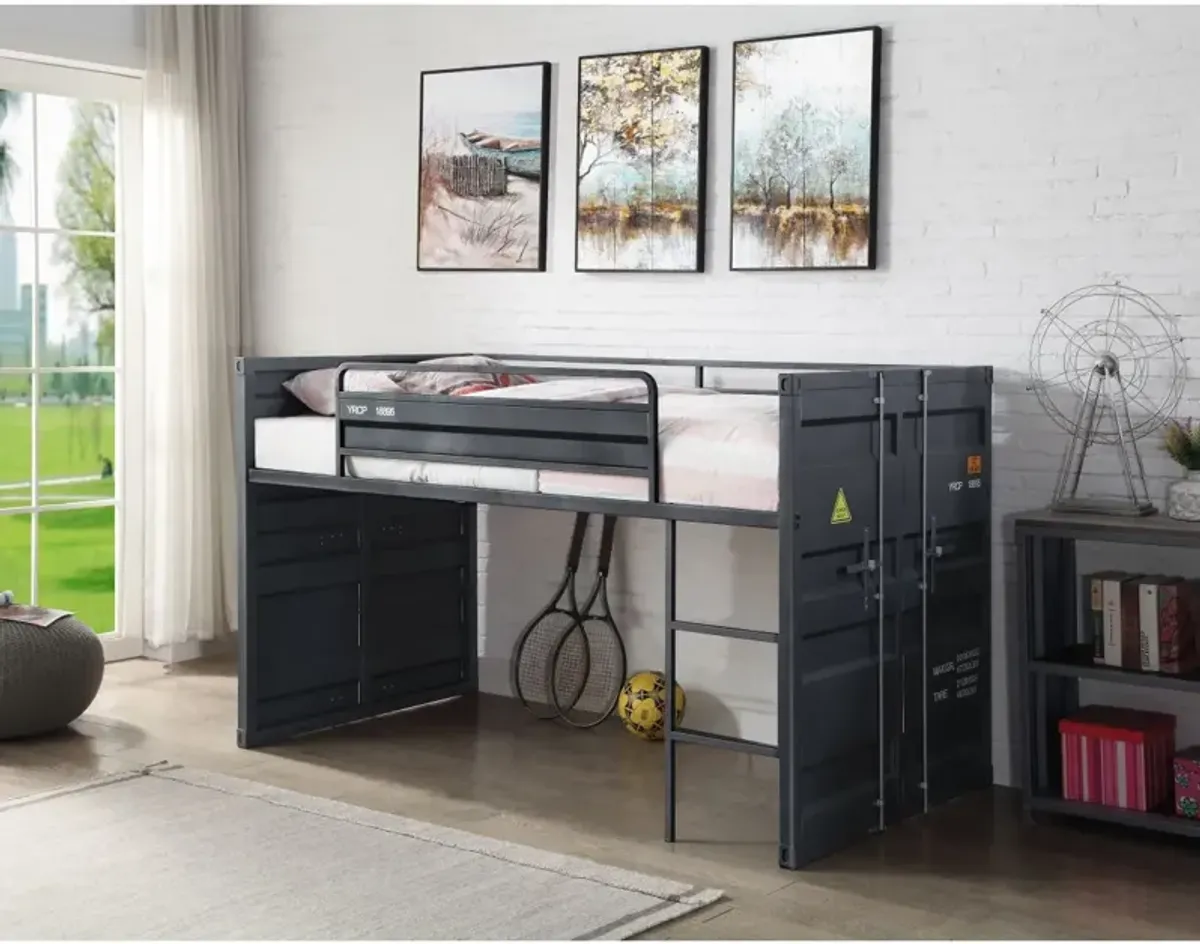 Cartwin Loft Bed with Slide, Gunmetal Finish