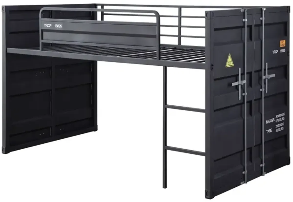 Cartwin Loft Bed with Slide, Gunmetal Finish