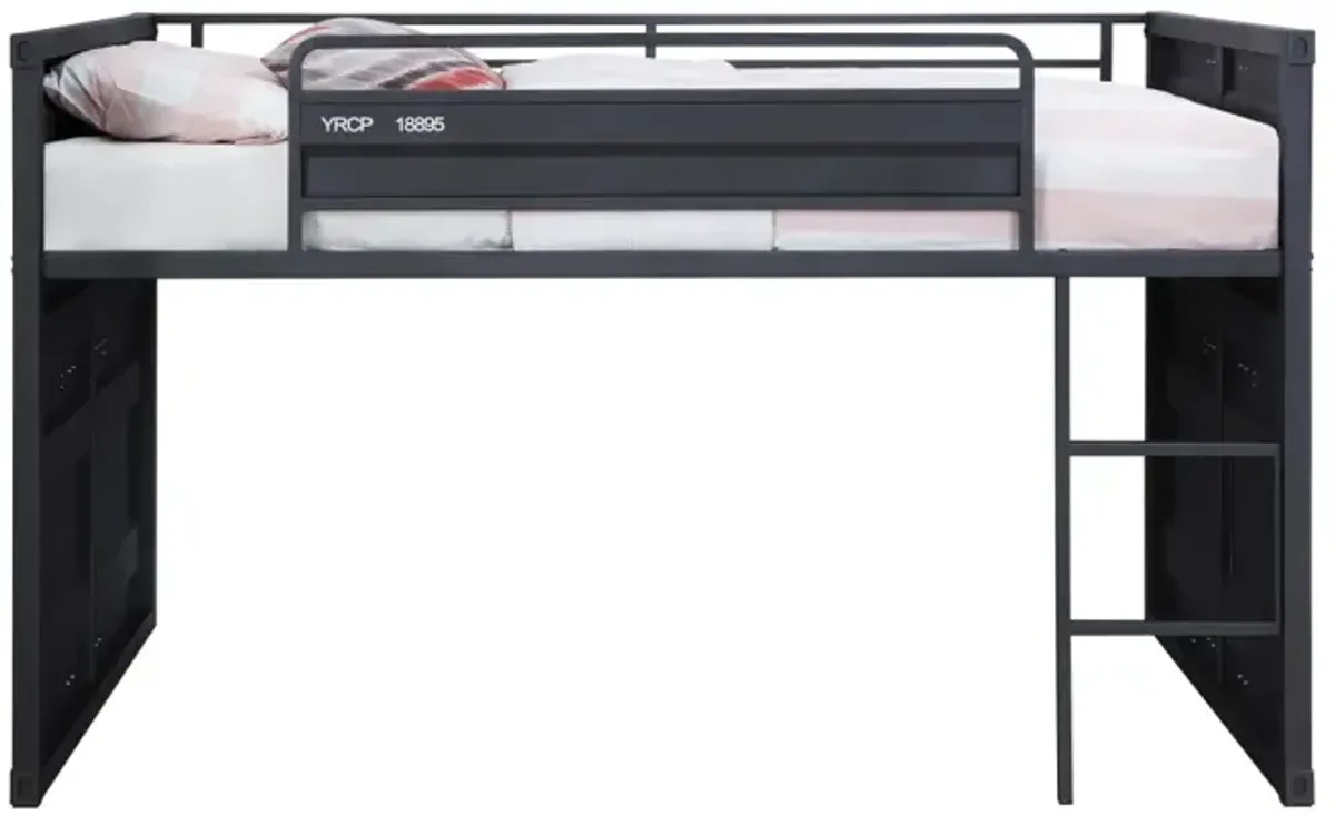 Cartwin Loft Bed with Slide, Gunmetal Finish