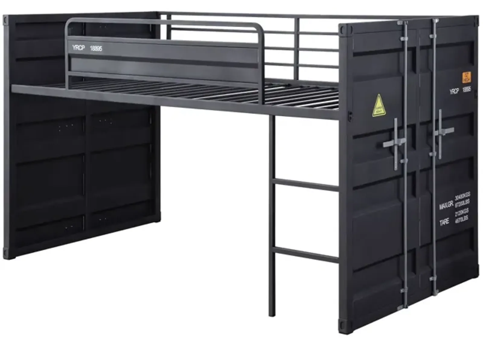 Cartwin Loft Bed with Slide, Gunmetal Finish