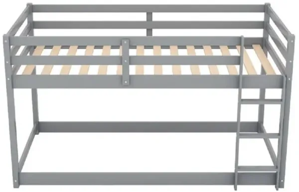 Minimalist Floor Bunk Bed with Ladder, Ideal for Small Spaces