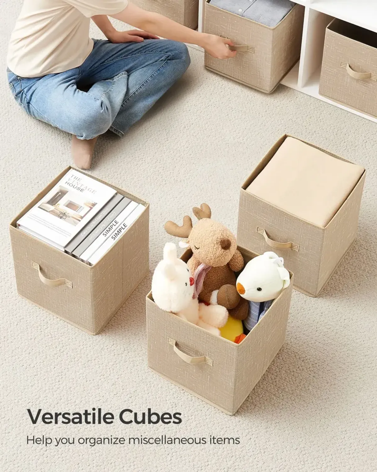 Non-Woven Fabric Storage Cubes with Double Handles