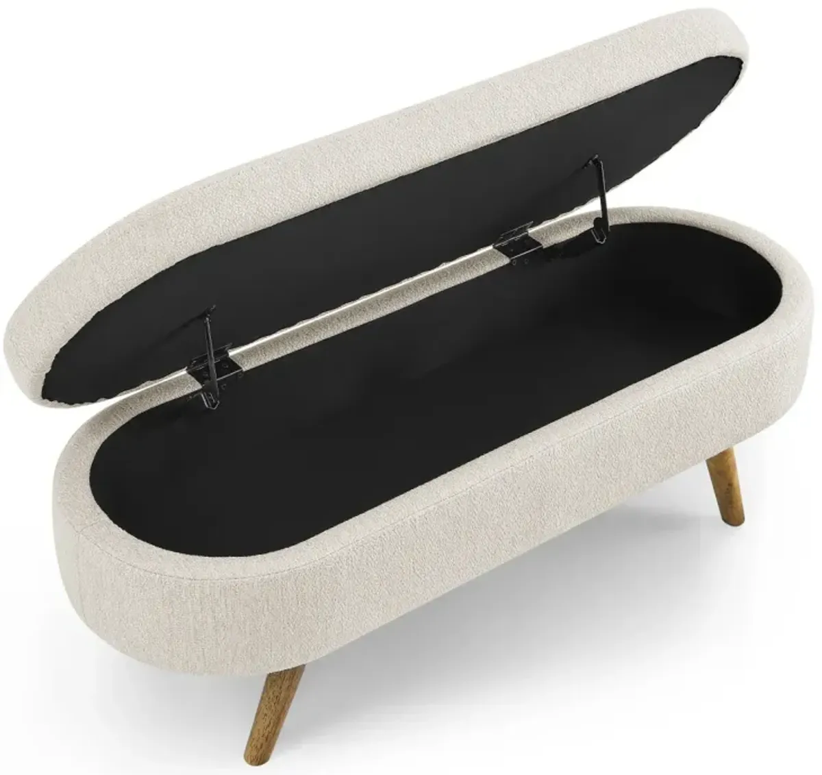 Ottoman Oval Storage Bench, Rubberwood Legs