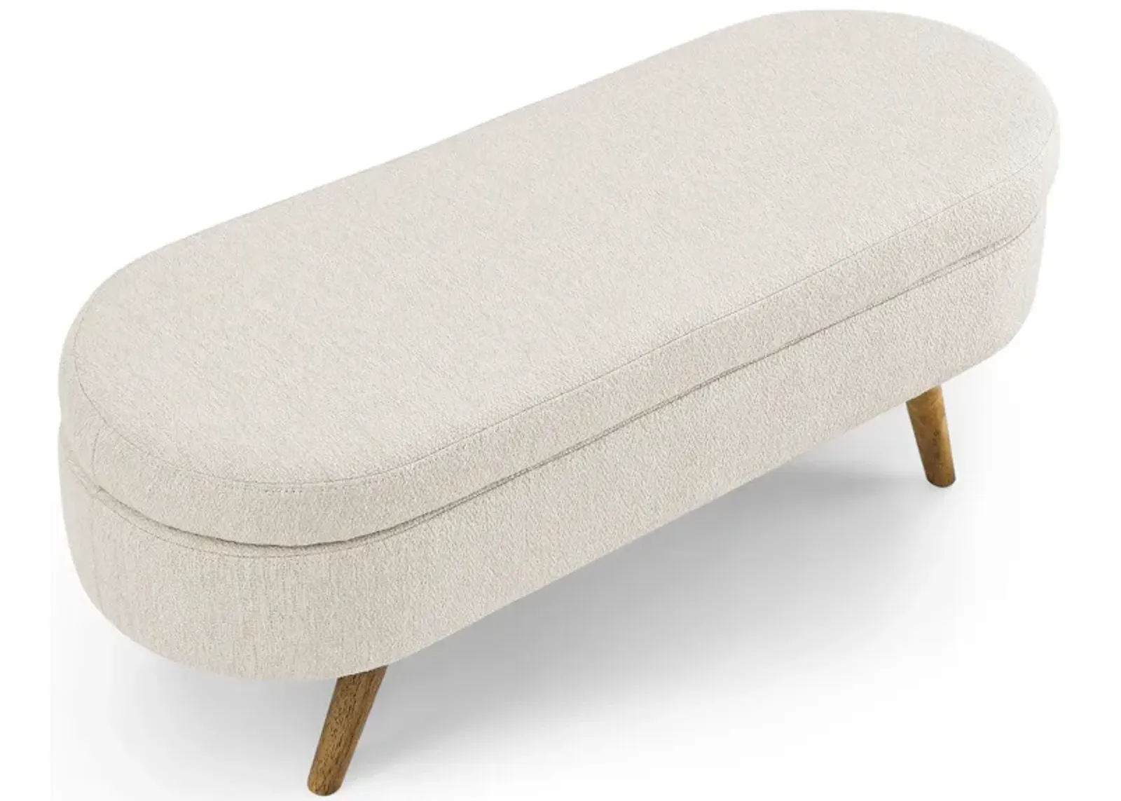 Ottoman Oval Storage Bench, Rubberwood Legs