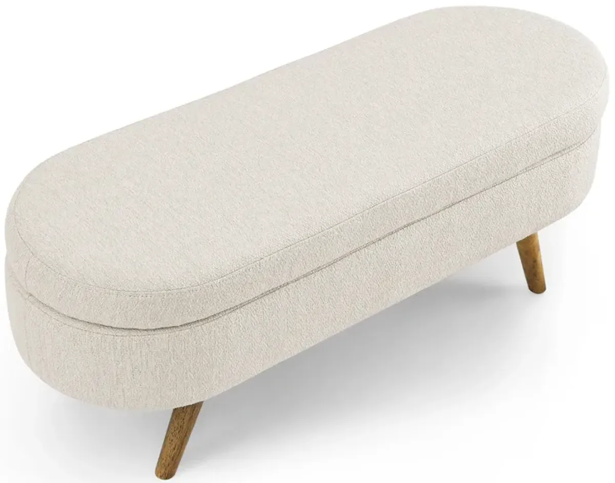 Ottoman Oval Storage Bench, Rubberwood Legs