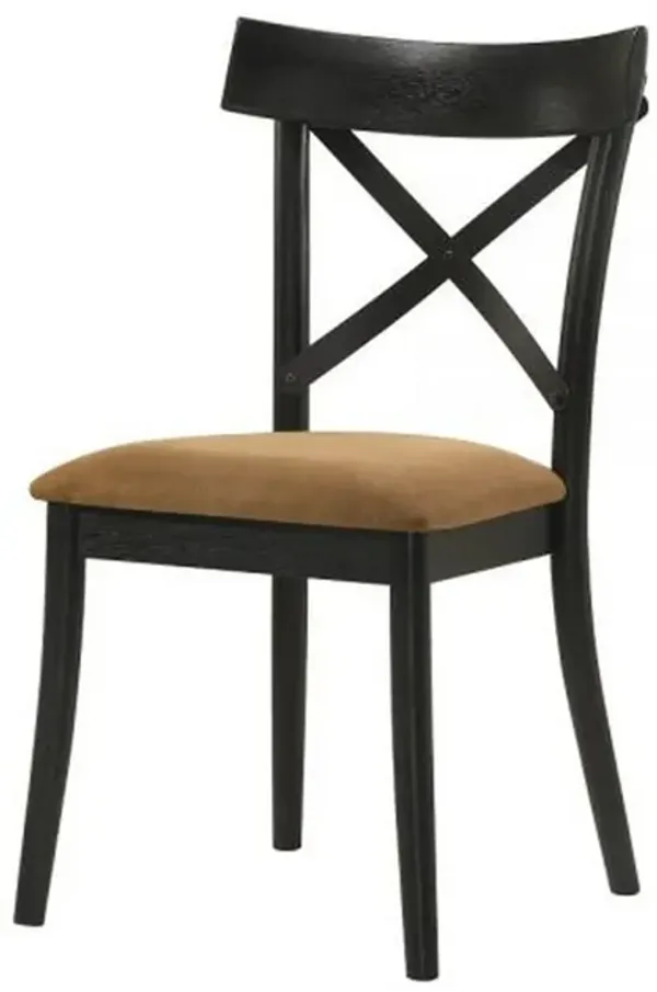 Hilly 21 Inch Dining Chair, Set of 2, Crossbuck Backrest, Brown and Black - Benzara