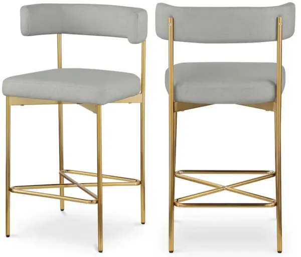 Meridian Furniture Rivage Durable Linen Textured Fabric Stool, Set of 2