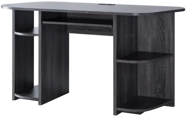 Distressed Grey Home Office Computer Desk with Power Outlet & 2 USB Ports