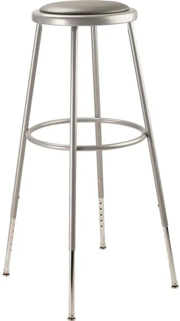 NPS® 32"-39" Height Adjustable Heavy Duty Vinyl Padded Steel Stool, Grey