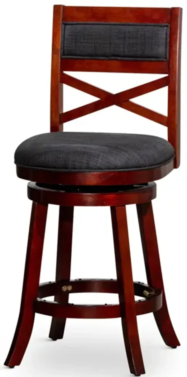 Streamdale 30" Swivel Bar Stool in Cherry with Charcoal Fabric