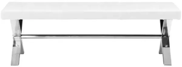 Pangea Home Beverly Bench Faux Leather White