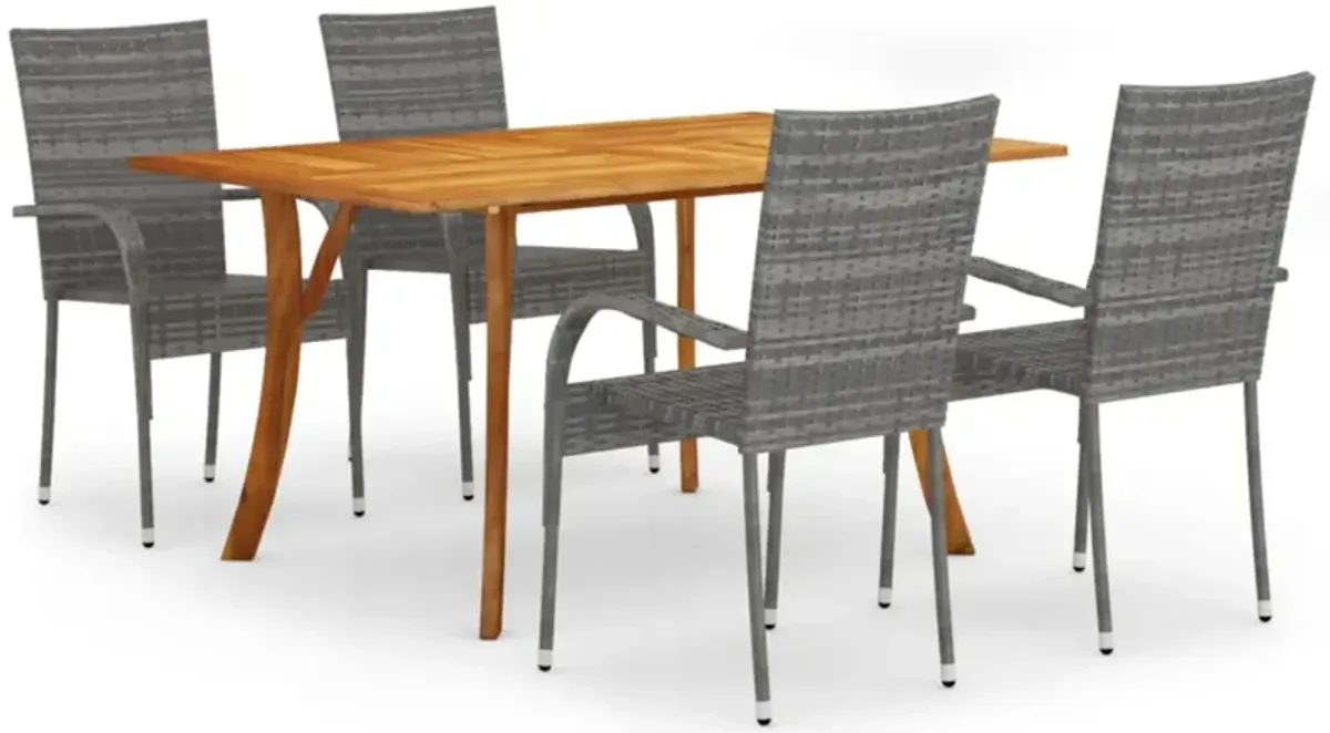 vidaXL 5 Piece Garden Dining Set Gray