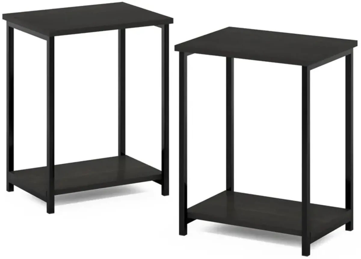 Furinno Simplistic Metal Frame End Table, 2-Pack, Espresso