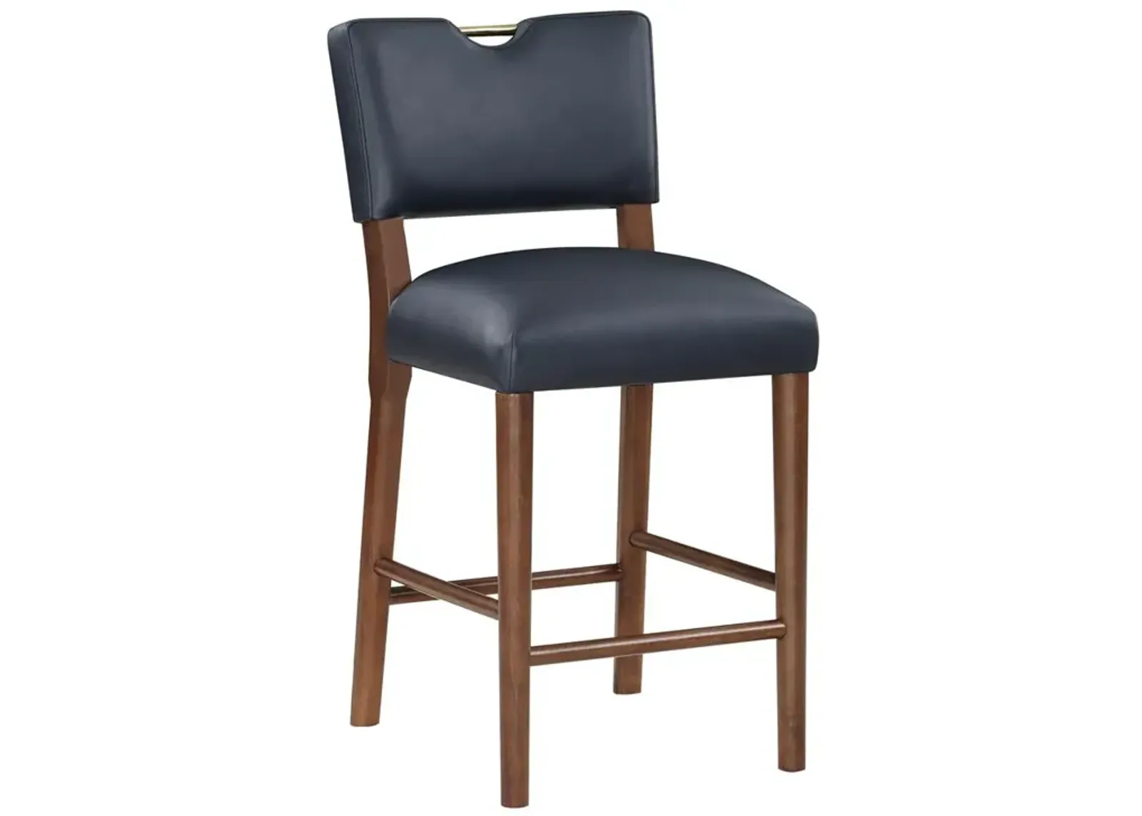 Bonito Midnight Blue Faux Leather Wood Counter Height Stool