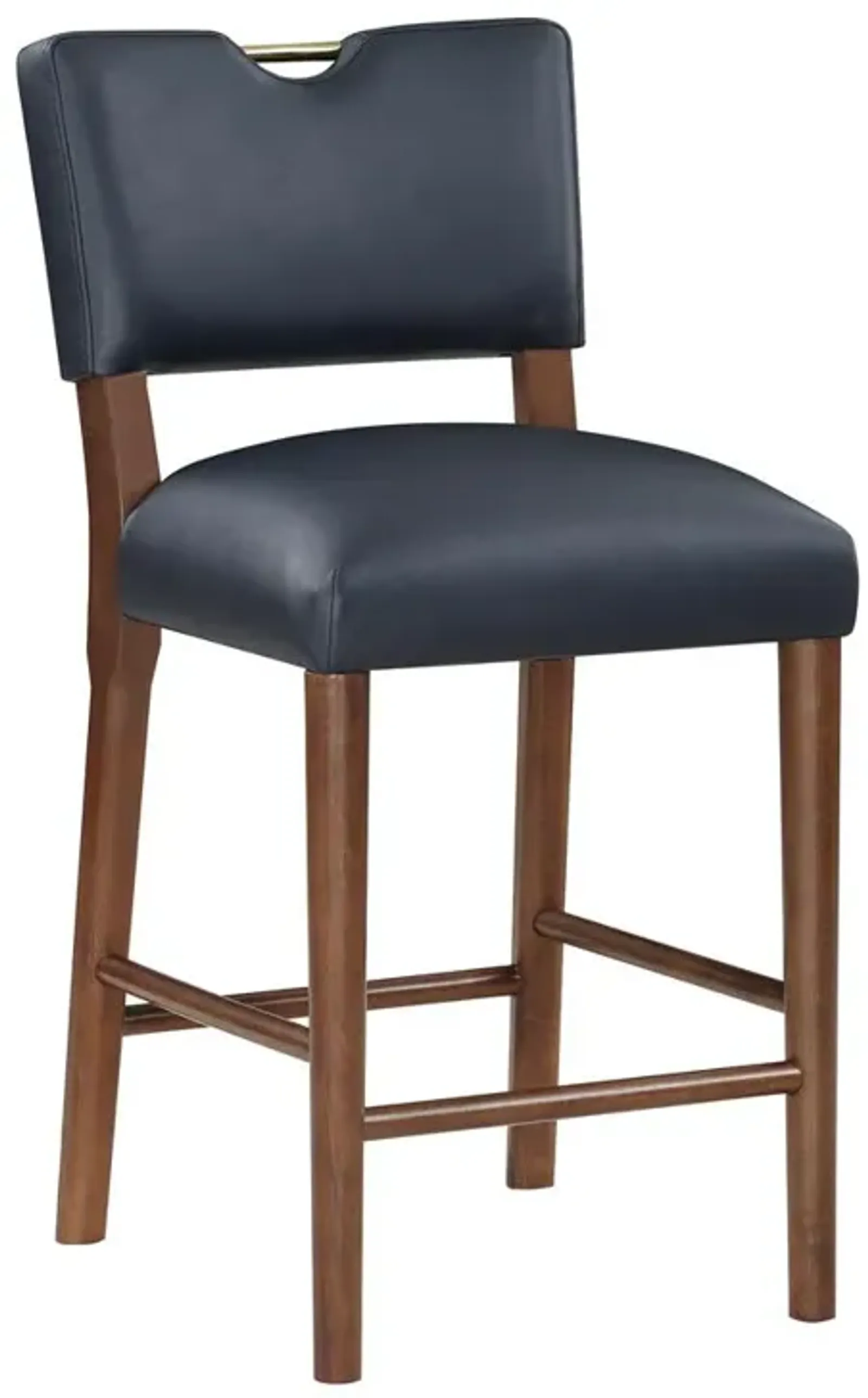 Bonito Midnight Blue Faux Leather Wood Counter Height Stool