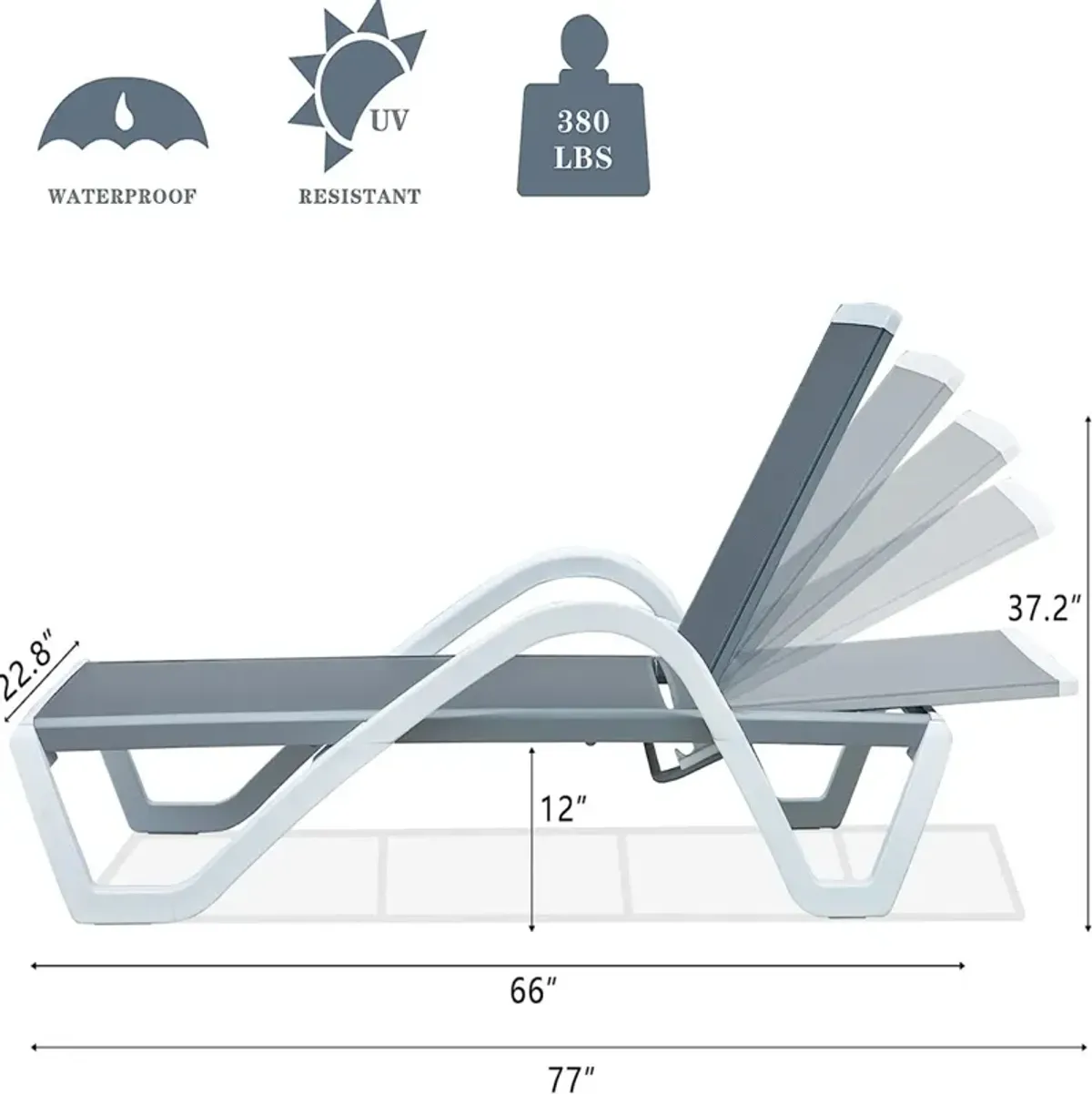 Adjustable Aluminum Patio Chaise Lounge Chair