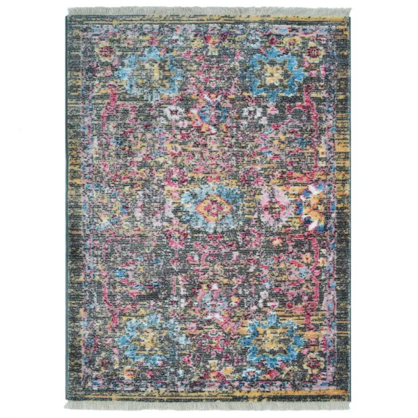 RUGSOTIC CARPETS MACHINE MADE POLYESTER AREA RUGS  - 1'8''x2'10'', Rectangle Shape, Multicolor Color, Classic Oriental Traditional  Design, Low Pile Machine Made Area Rugs (M00086)