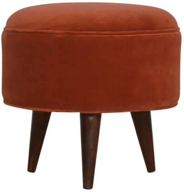 Brick Red Velvet Nordic Style Footstool