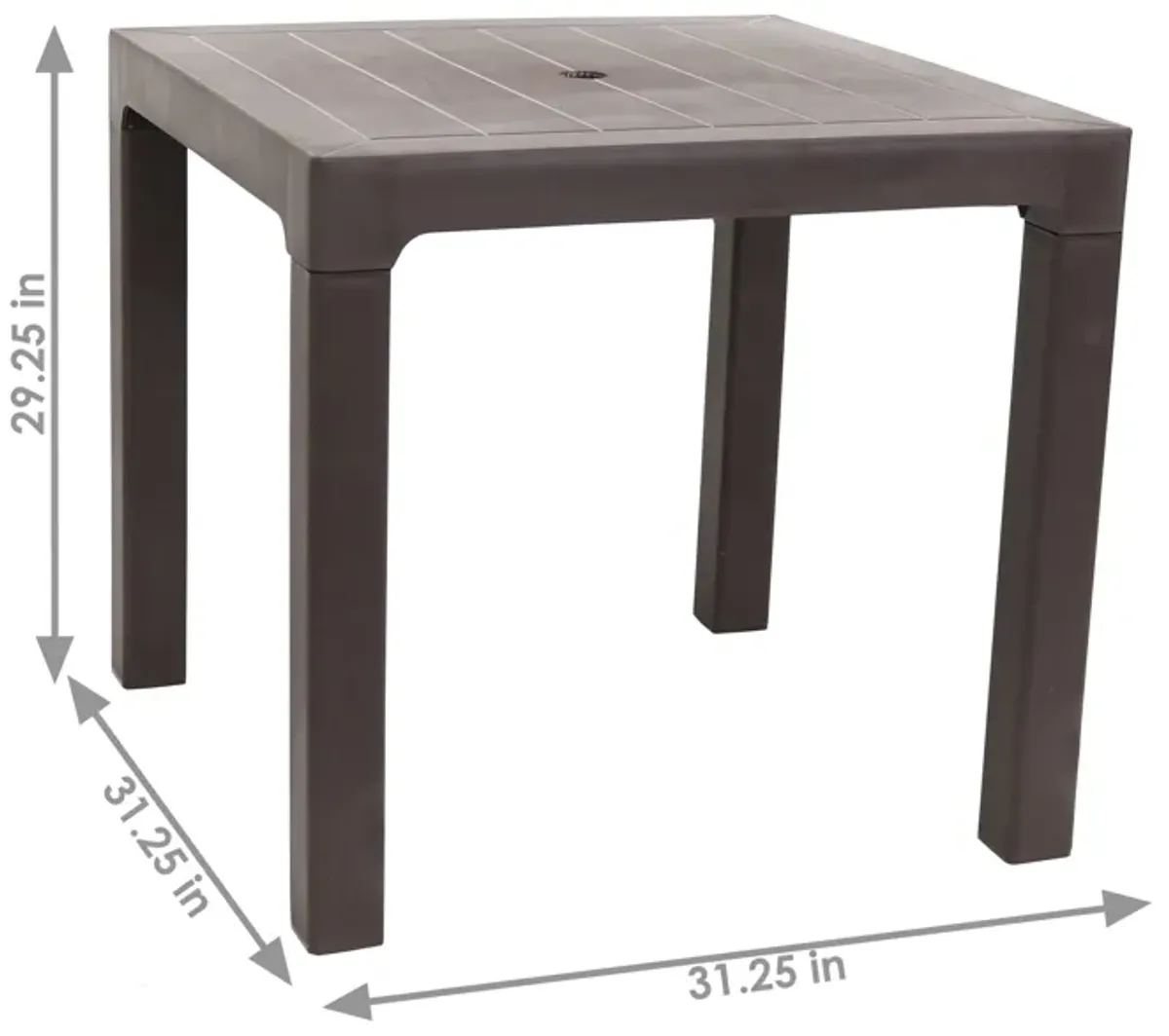 Sunnydaze 31.25 in Plastic Square Patio Dining Table - Brown