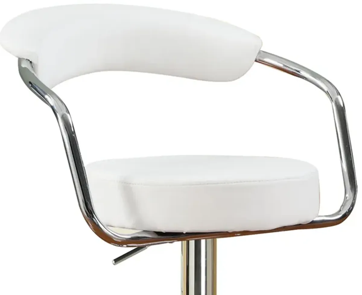 Set of 2 Faux Leather Bar Stools with Chrome Base, White