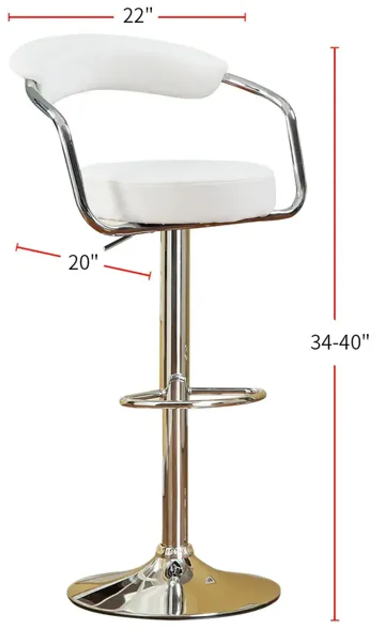 Set of 2 Faux Leather Bar Stools with Chrome Base, White