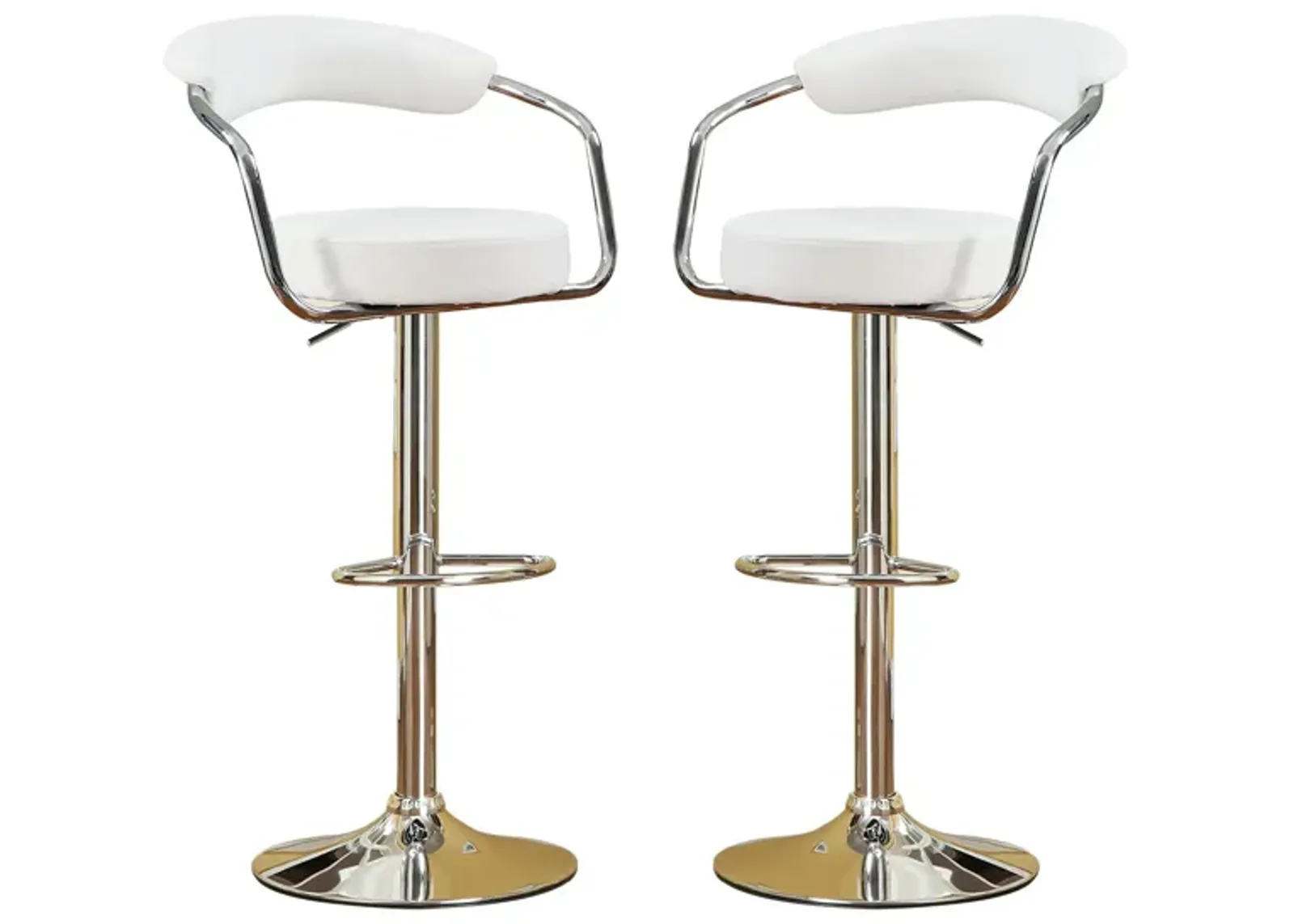 Set of 2 Faux Leather Bar Stools with Chrome Base, White