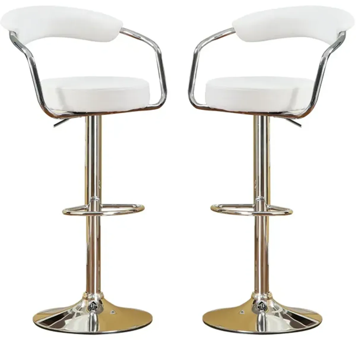 Set of 2 Faux Leather Bar Stools with Chrome Base, White