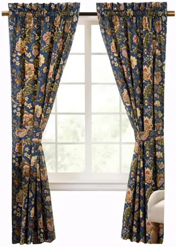 Ellis Curtain Regency 3" Rod Pocket Curtain Panel Pair with Tiebacks 96" x 84" Navy