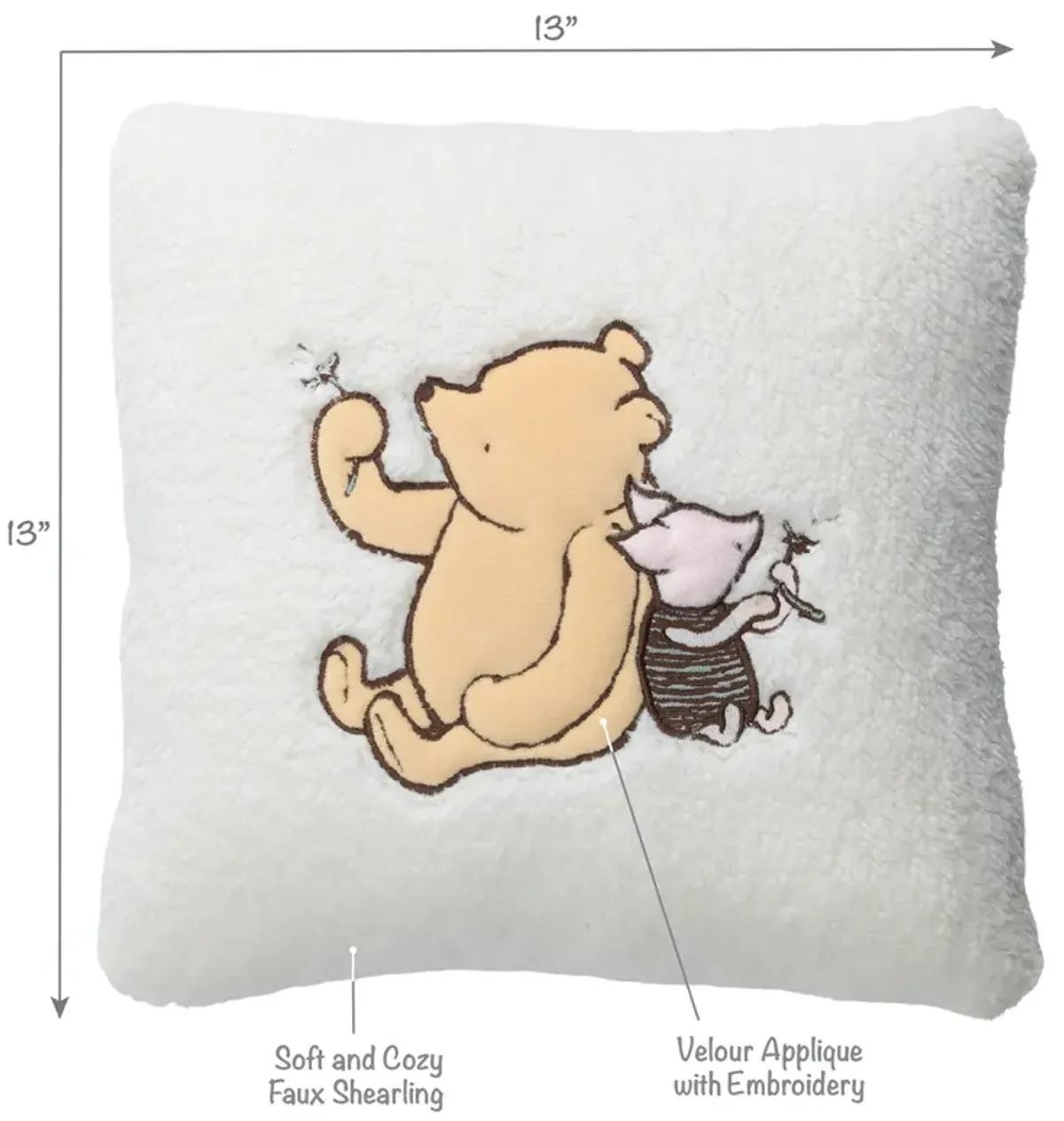 Lambs & Ivy Storytime Pooh Soft Faux Shearling Nursery Throw Pillow - Cream