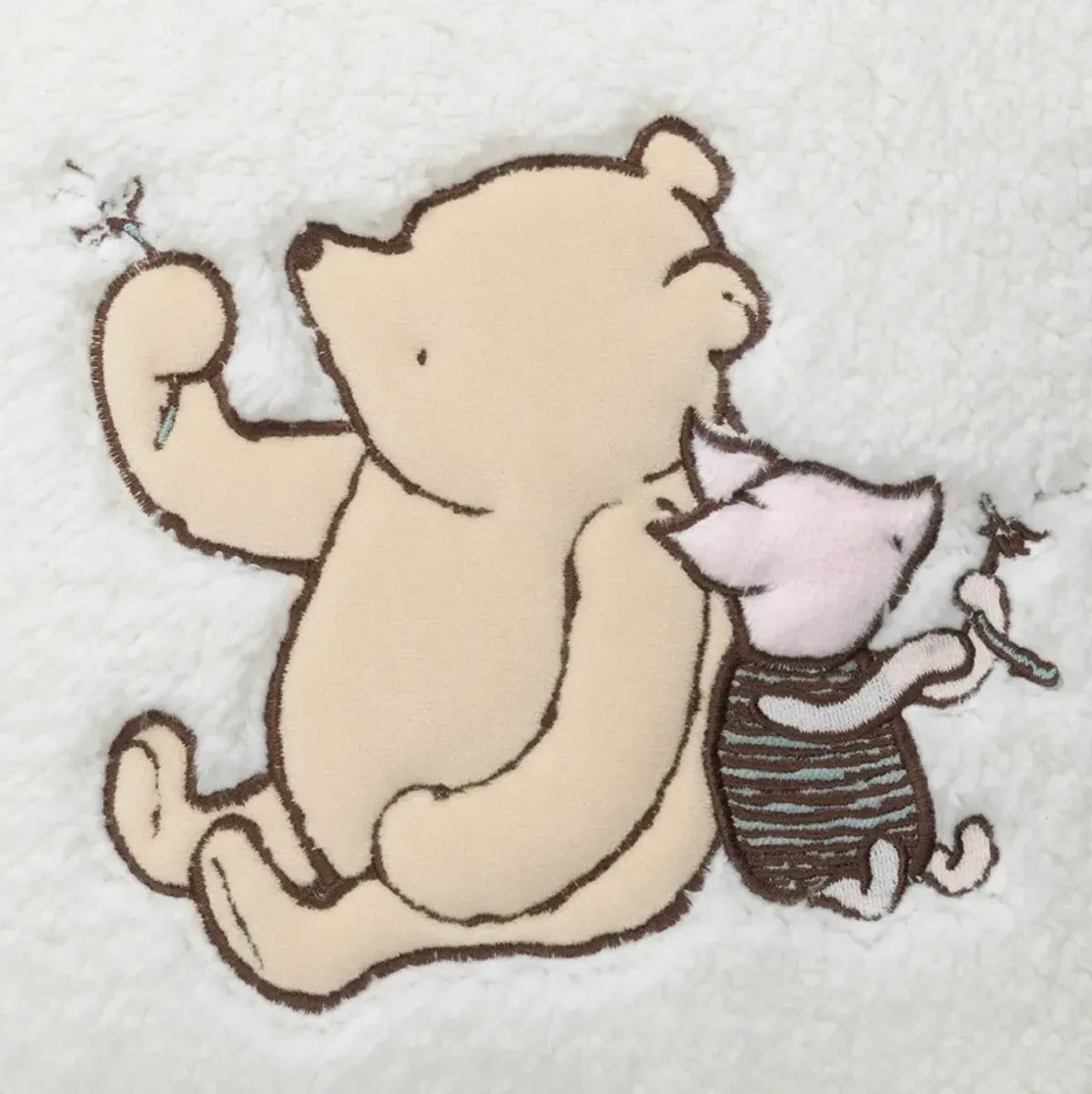 Lambs & Ivy Storytime Pooh Soft Faux Shearling Nursery Throw Pillow - Cream