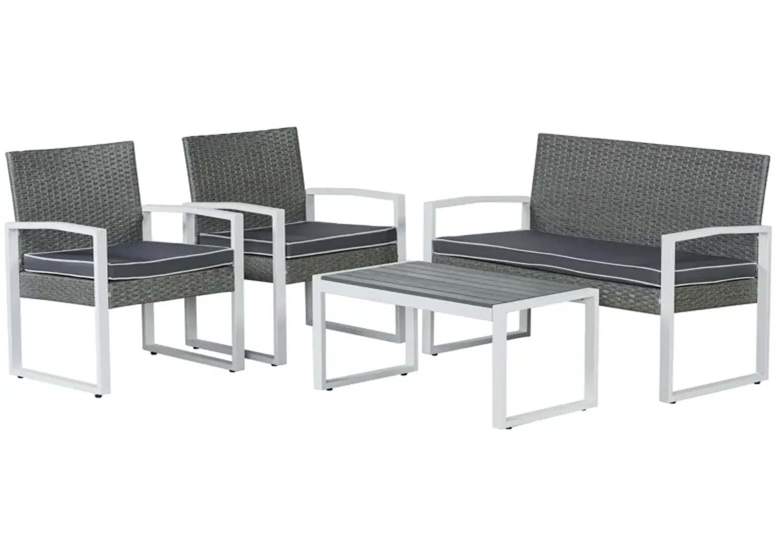 Elina 4-Piece Modern Coastal Faux Wicker Conversation Outdoor Patio Set