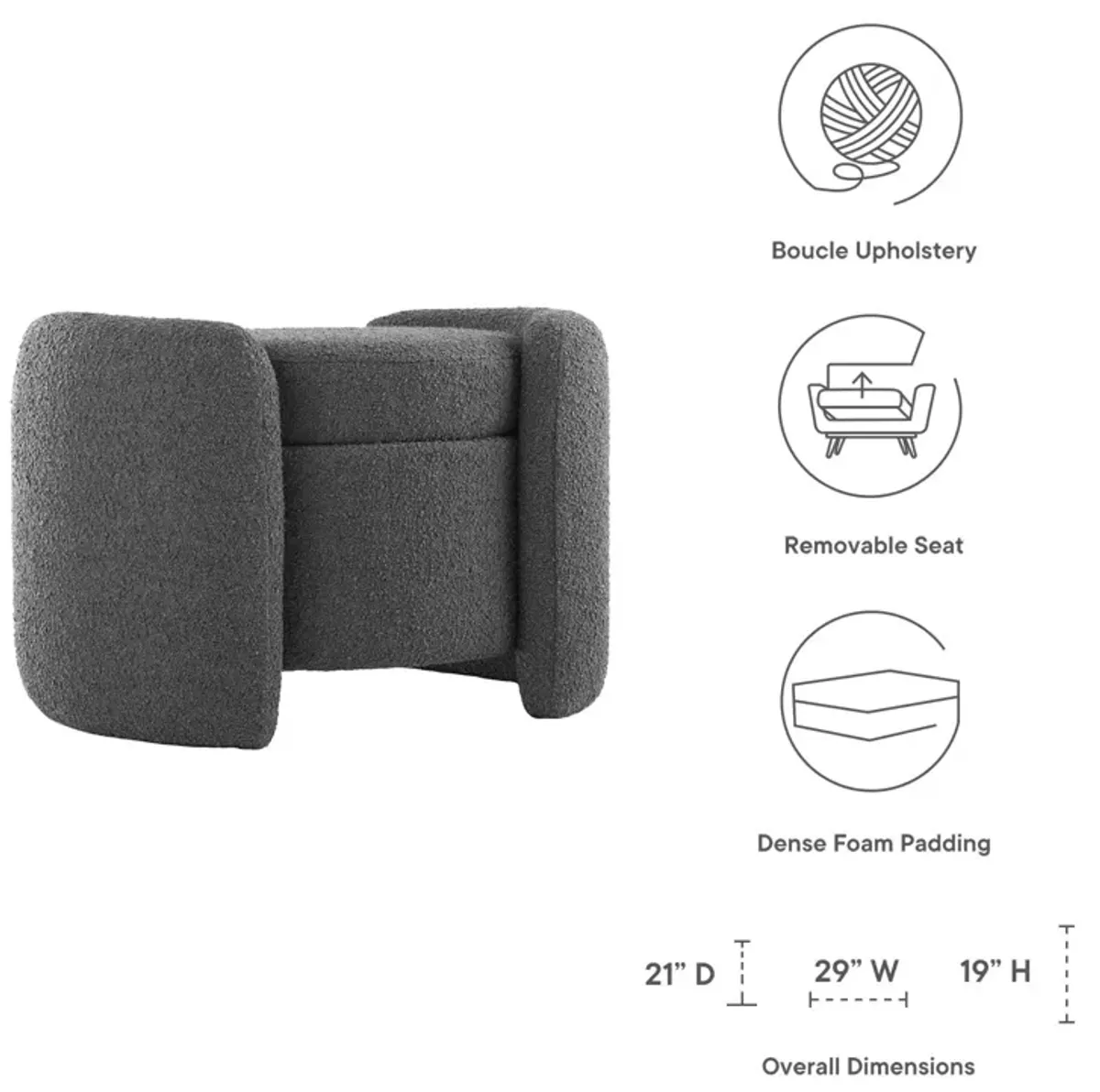 Nebula Boucle Upholstered Ottoman