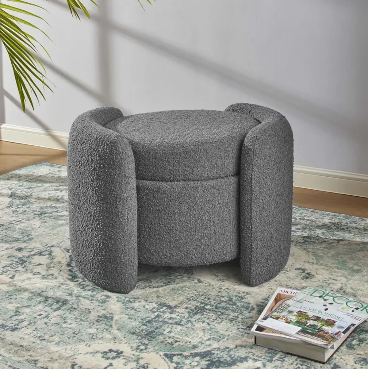 Nebula Boucle Upholstered Ottoman