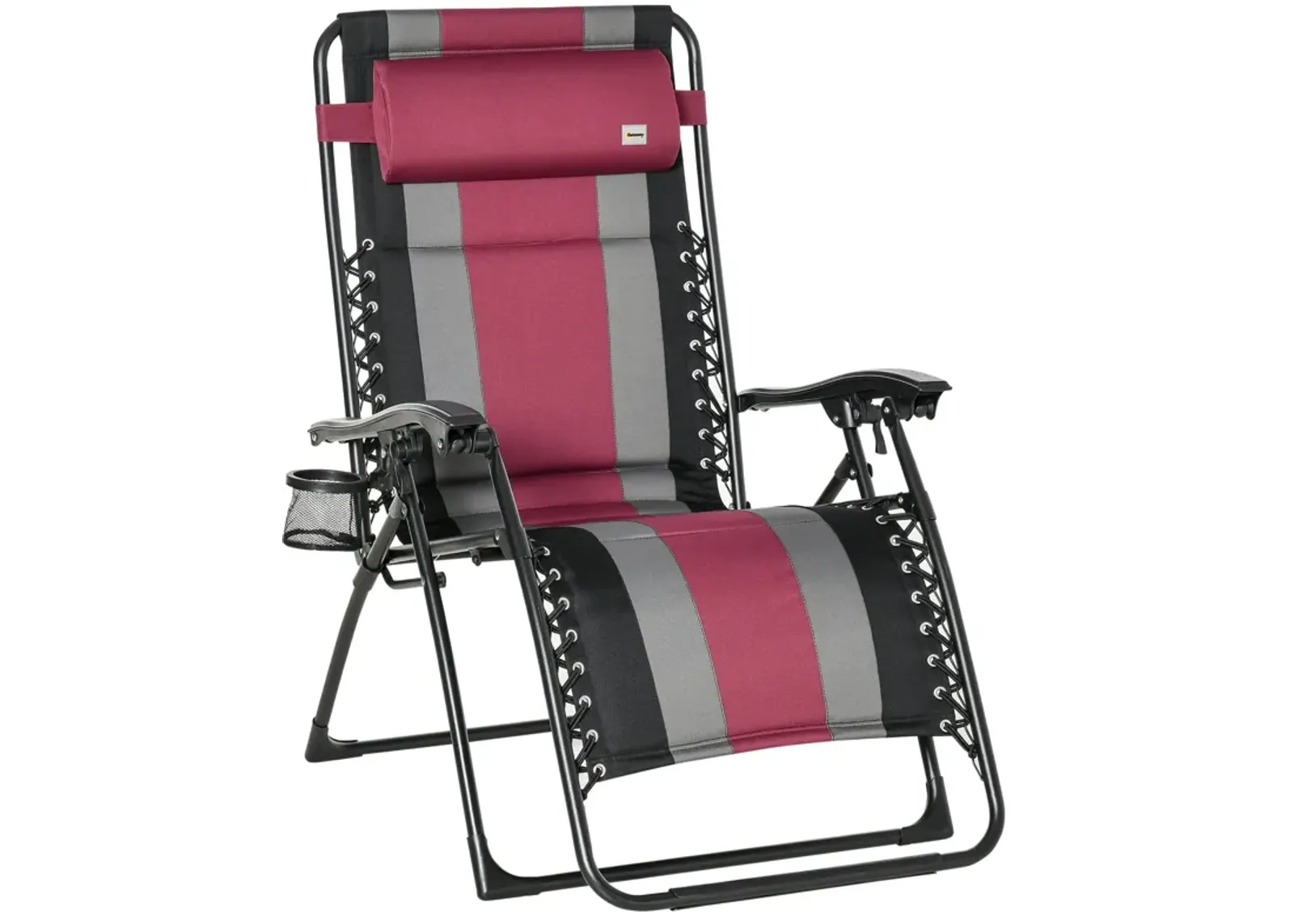 Red Outdoor Relaxer: Zero-Gravity Folding Recliner with Cupholder