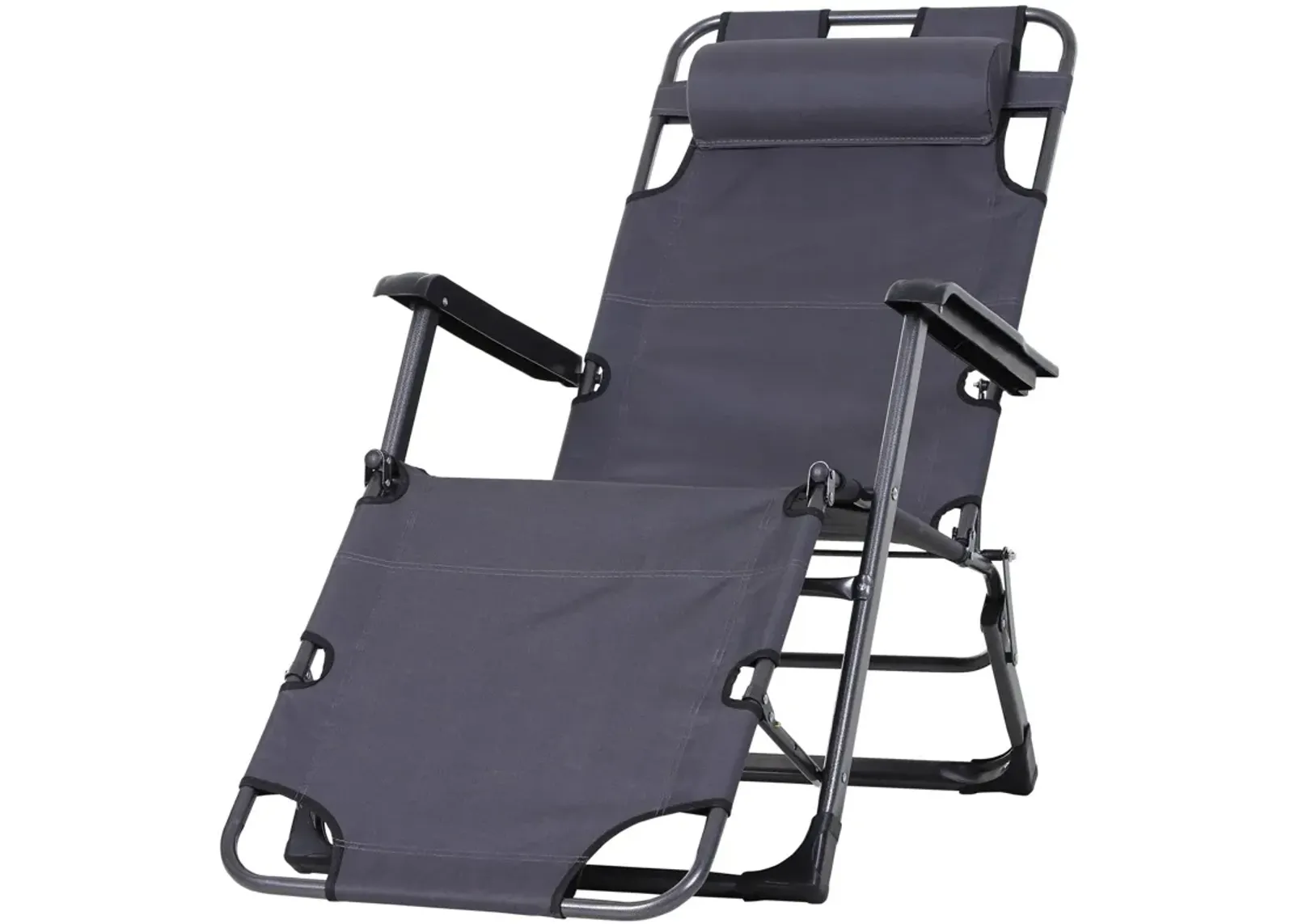 Patio Lounging Luxury: Folding Metal Sun Chair with Adjustable Footrest