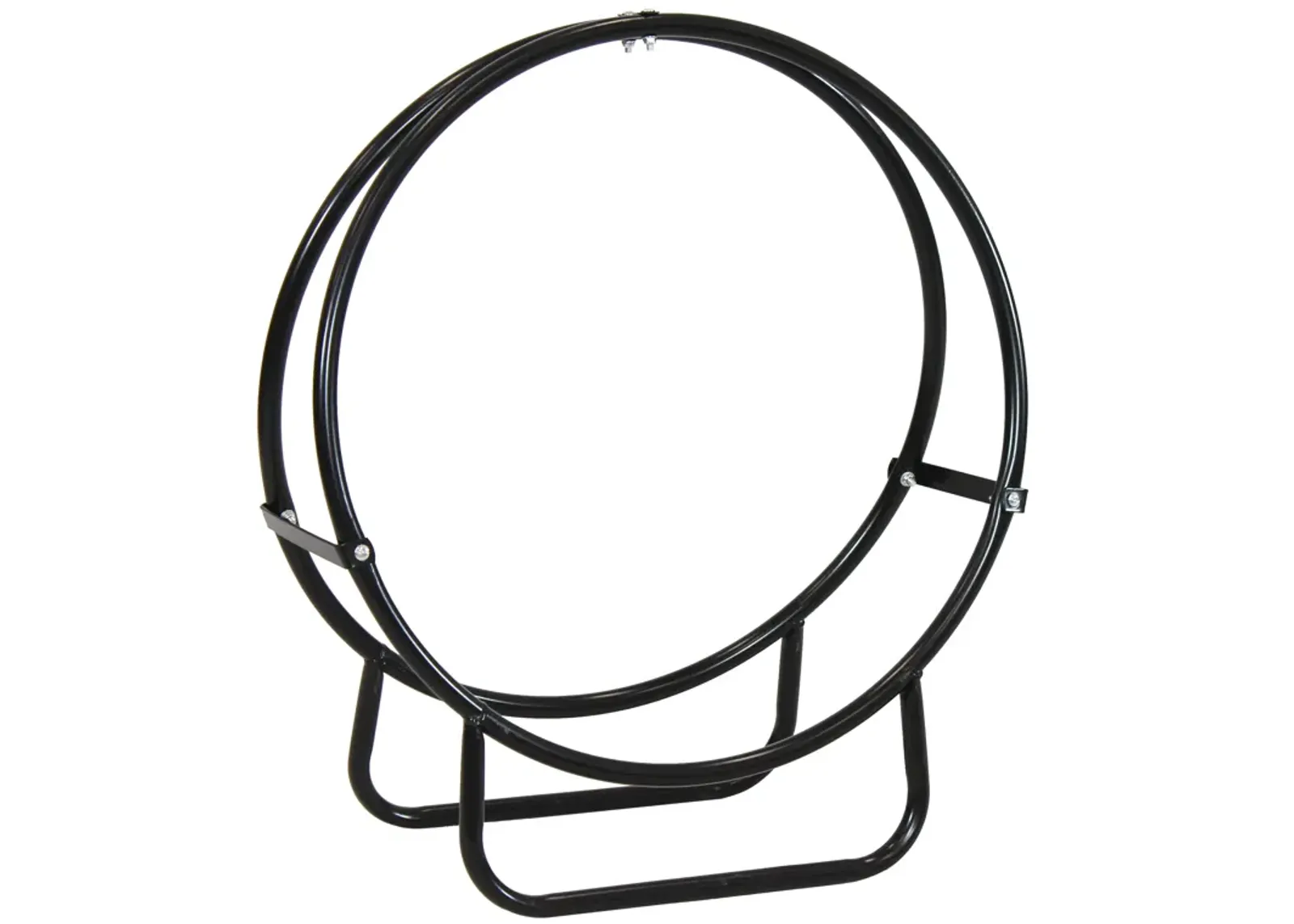 Sunnydaze Black Powder-Coated Steel Firewood Log Hoop Rack