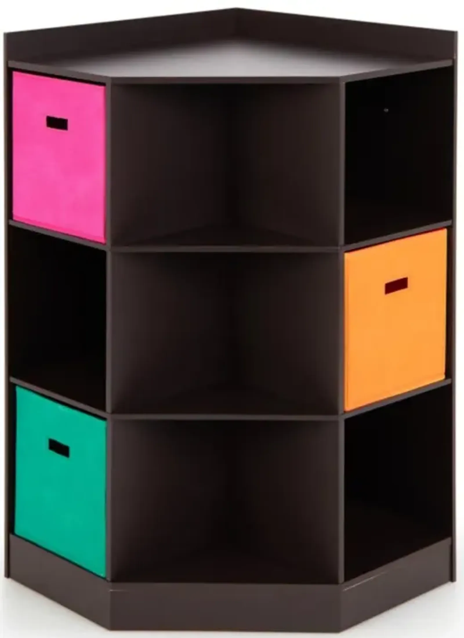 Hivvago 3-Tier Kids Storage Shelf Corner Cabinet with 3 Baskets