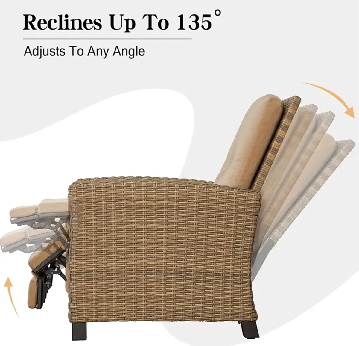 Indoor & Outdoor Recliner All-Weather Wicker Patio Chair Ideal for Relaxing Outdoors