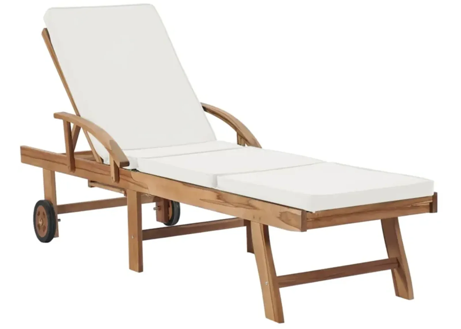 vidaXL Sun Lounger with Cushion Solid Teak Wood Cream