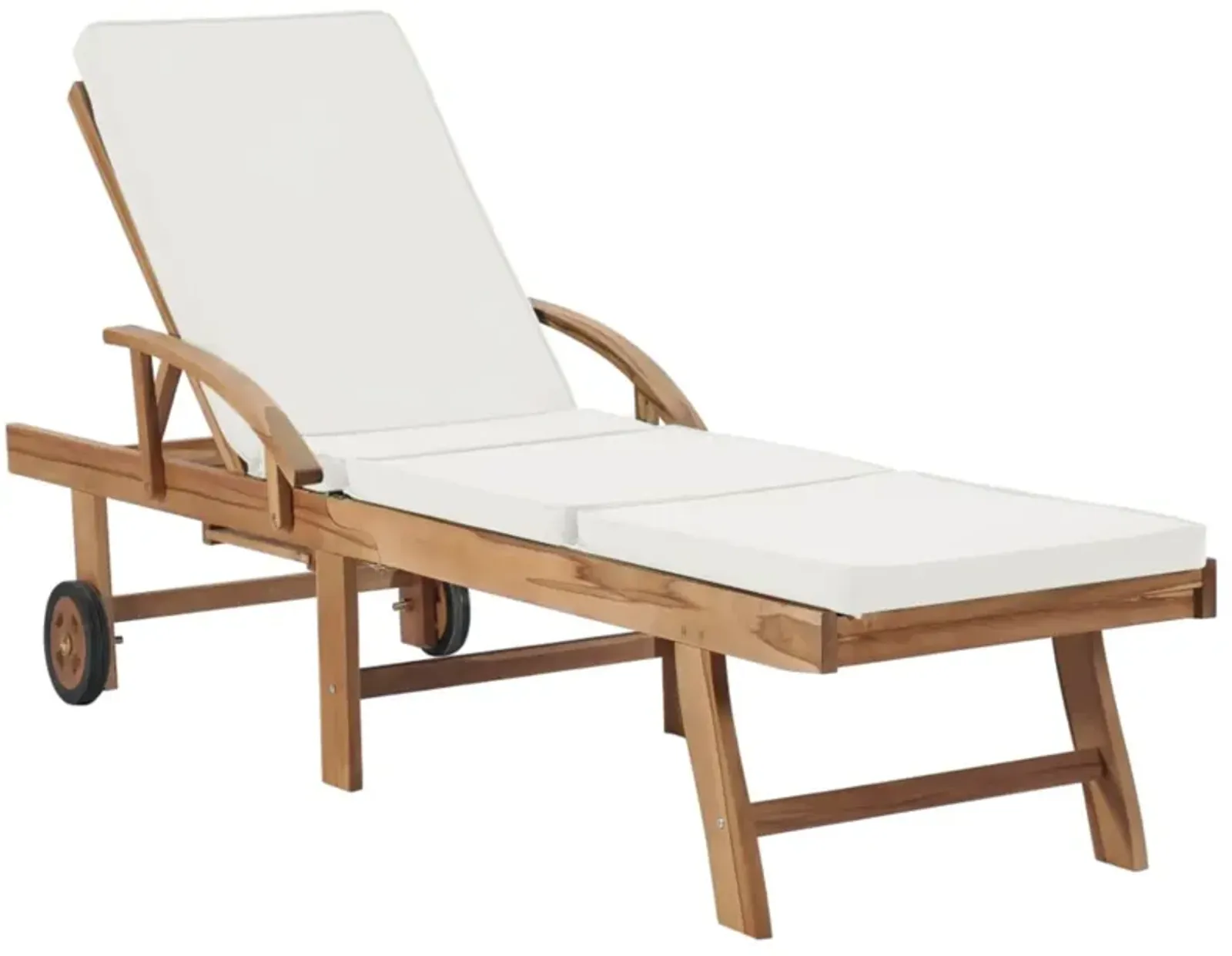 vidaXL Sun Lounger with Cushion Solid Teak Wood Cream