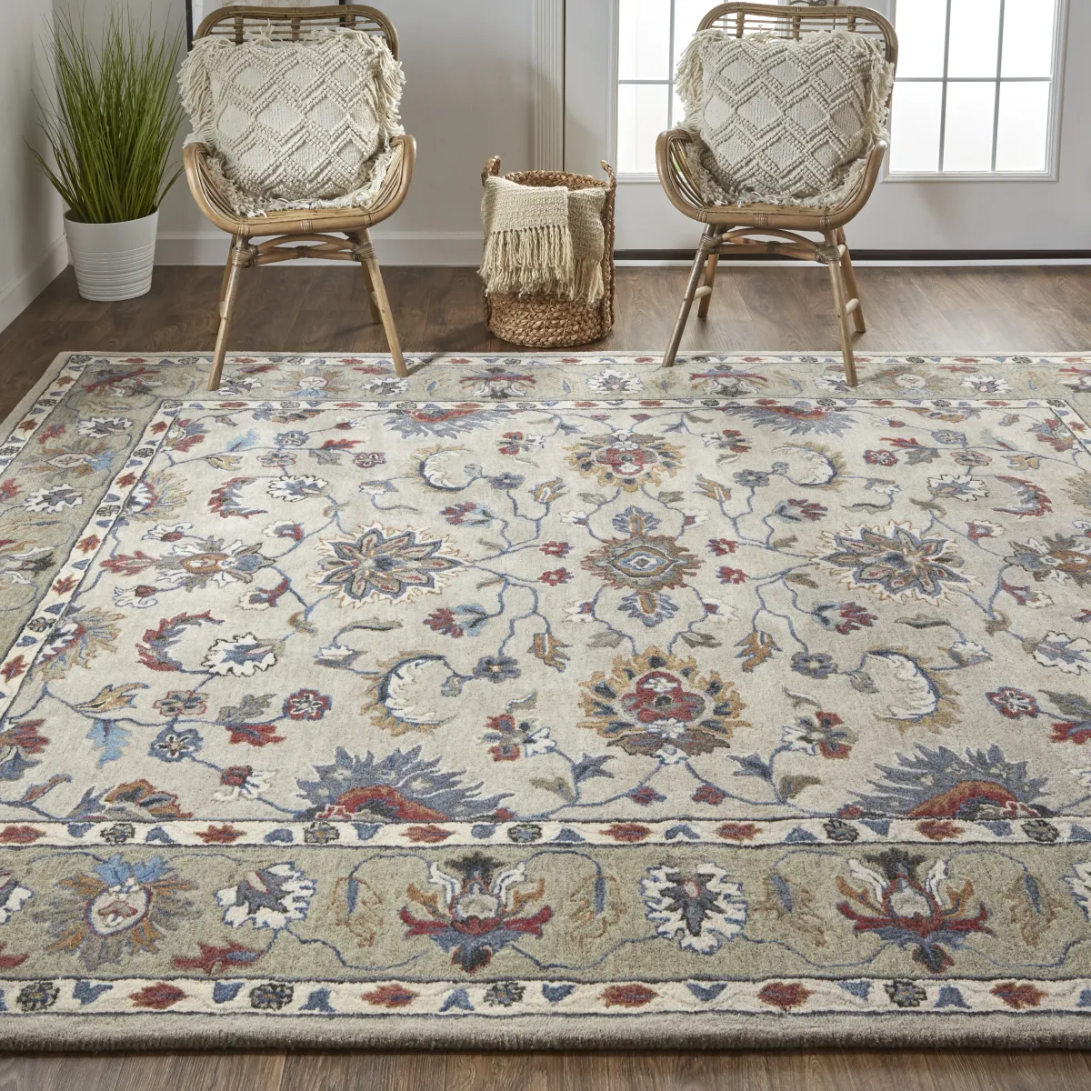 Rylan 8642F Ivory/Taupe/Blue 10' x 14' Rug