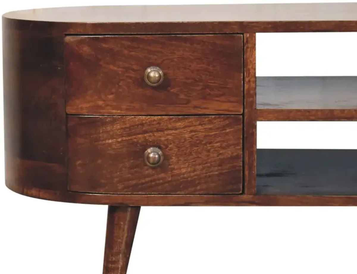 Artisan Furniture Solid Wood California Walnut Rounded Entertainment Unit