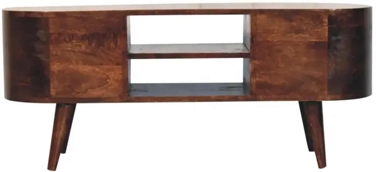 Artisan Furniture Solid Wood California Walnut Rounded Entertainment Unit