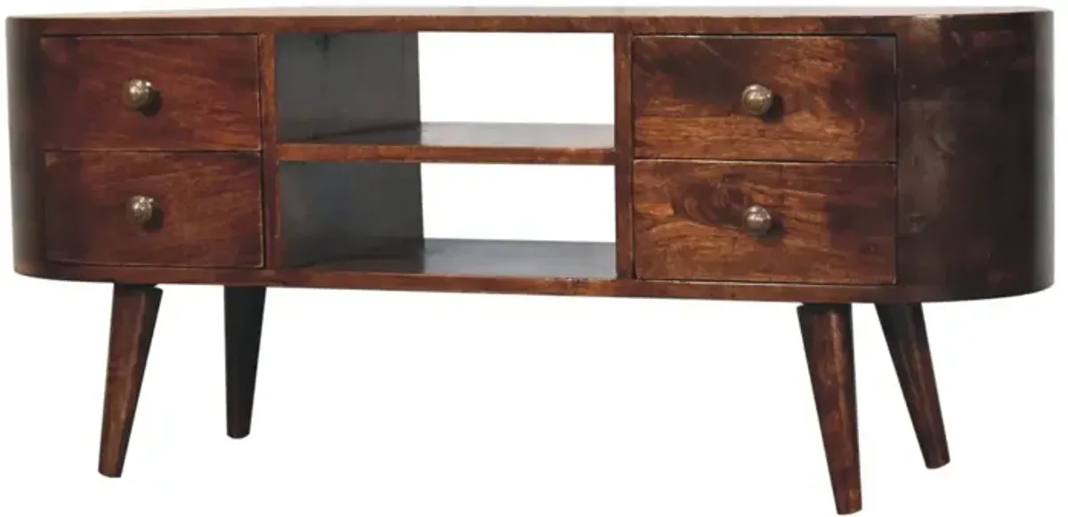 Artisan Furniture Solid Wood California Walnut Rounded Entertainment Unit