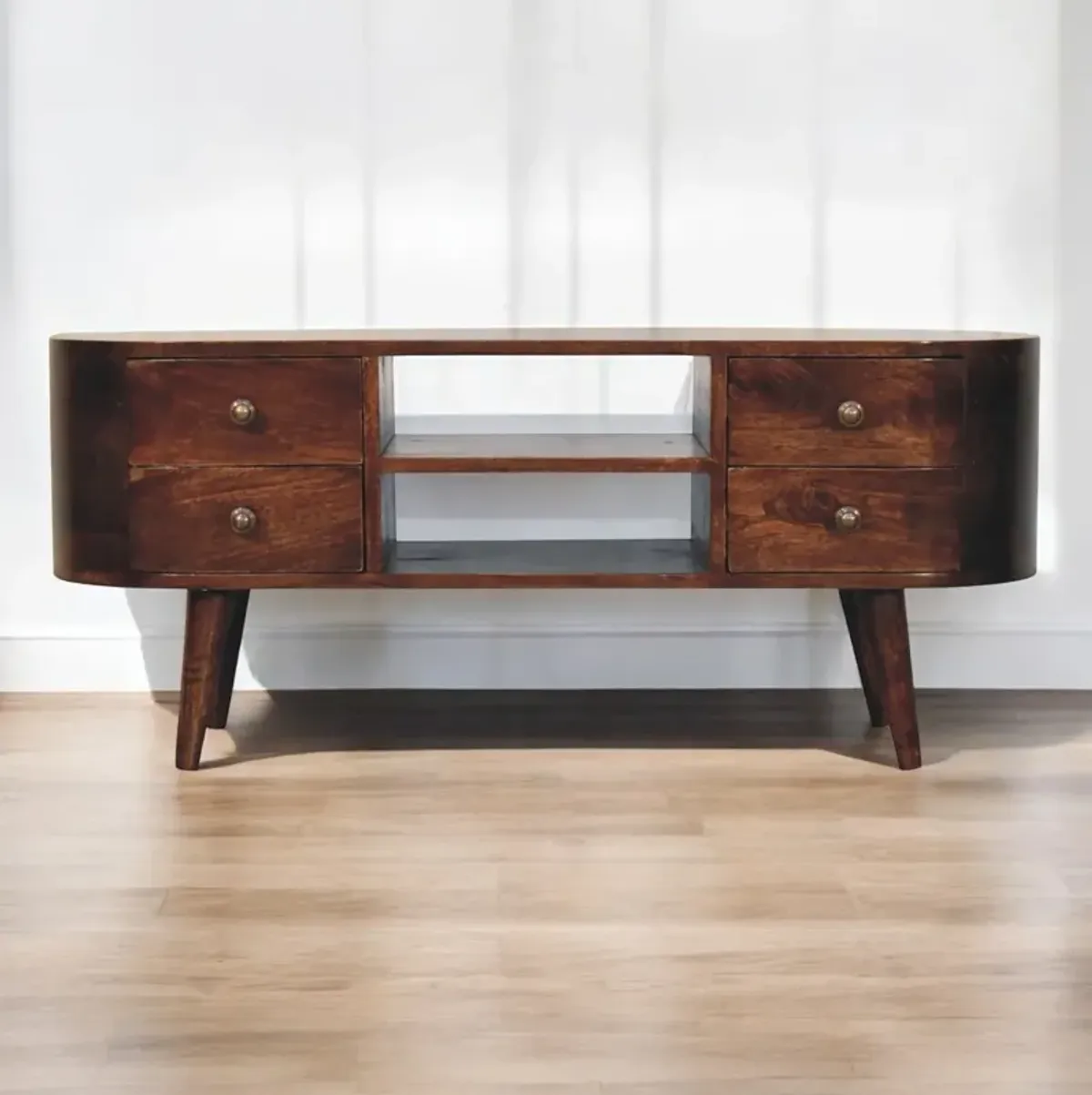 Artisan Furniture Solid Wood California Walnut Rounded Entertainment Unit