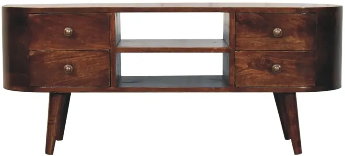 Artisan Furniture Solid Wood California Walnut Rounded Entertainment Unit