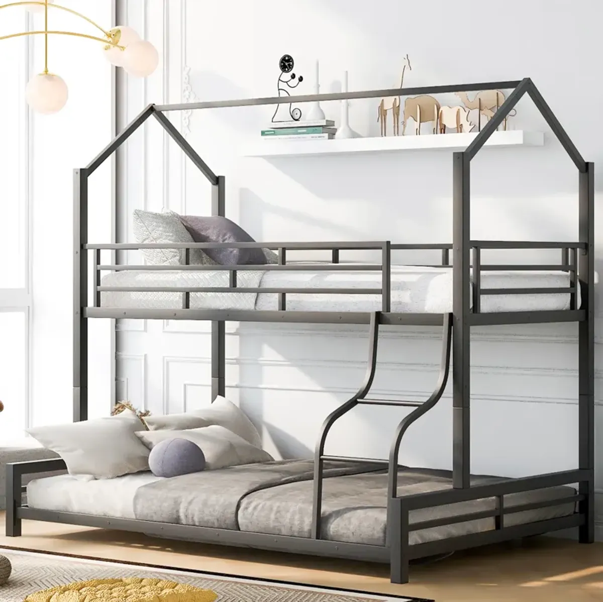 Merax Metal House Bunk Bed 2 Beds in 1