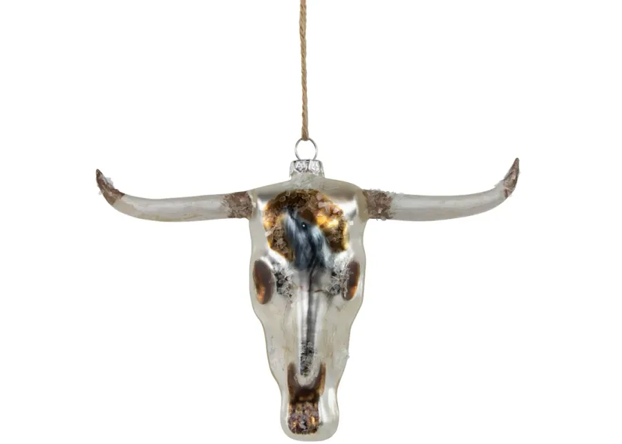 5.5" Longhorn Glass Christmas Ornament